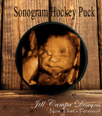 Sonogram Hockey Puck - your baby's photo on a hockey puck - Jill Campa Designs - Now That's Personal!  - 1