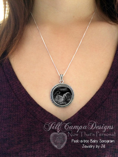 Baby SONOGRAM Necklace, Ultrasound Pendant - Pregnancy Gift , New Baby - Baby Shower Gift - Jill Campa Designs - Now That's Personal!  - 1