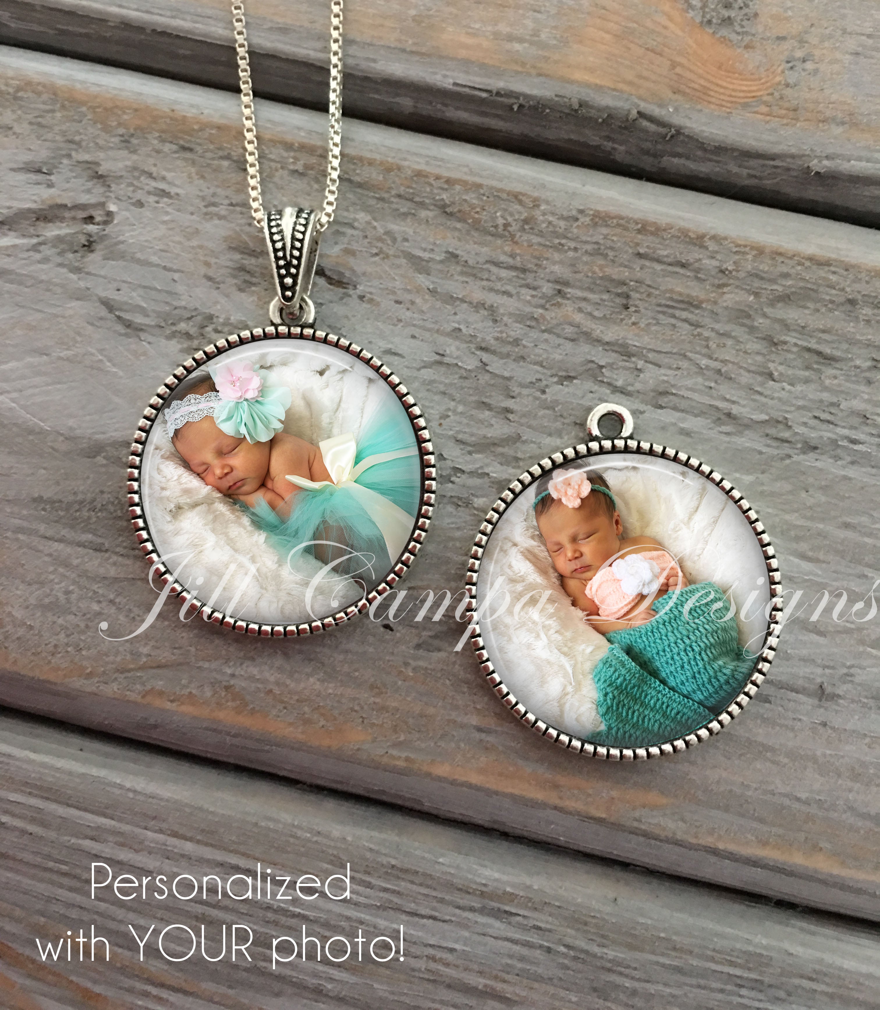 Personalised Engravable Baby Feet and Birthstone Pendant with Chain -  D10032 - TJC